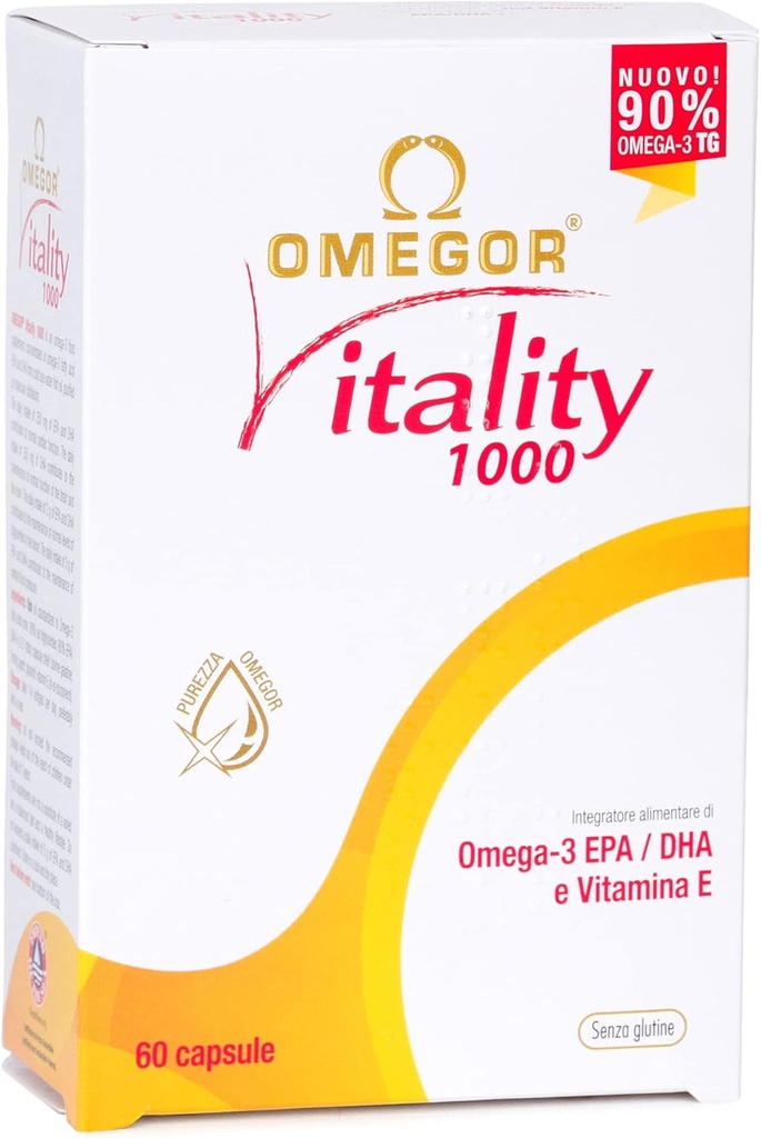 OMEGOR Omega 3 鱼油补充IFOS认证生命力1000,每卡普尔800mg EPA和DHA - 无鱼余味,非GMO(60软胶)