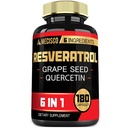 6in1 Trans Resveratrol 补充:葡萄种子、牛奶硝酸盐和更多 -- -- Resveratrol 1000mg -- -- 支持免疫系统、心脏健康、身体管理 -- -- 180卡普勒