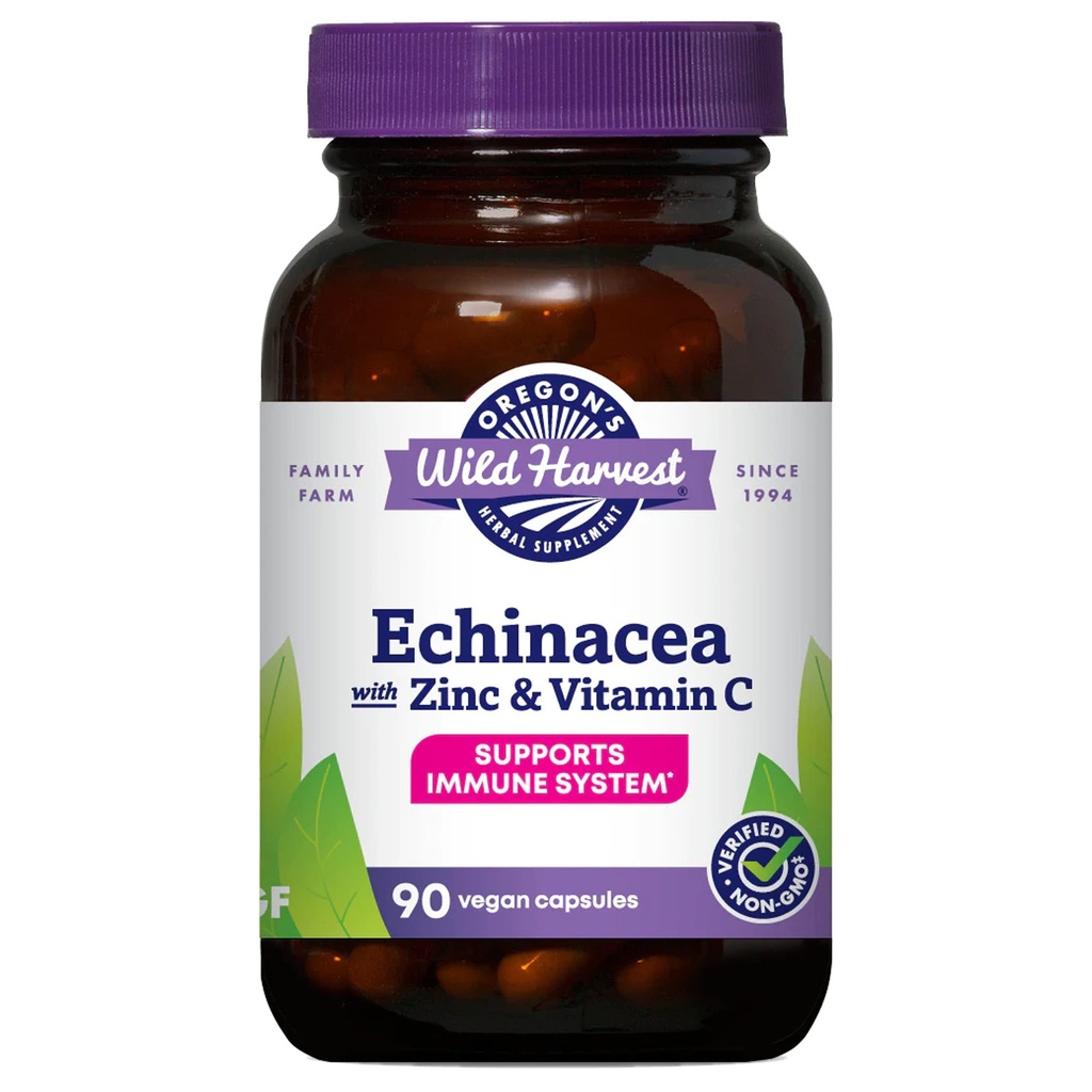 俄勒冈州野生收获 Echinacea 与锌和维生素 C 卡普苏尔斯,90个伯爵