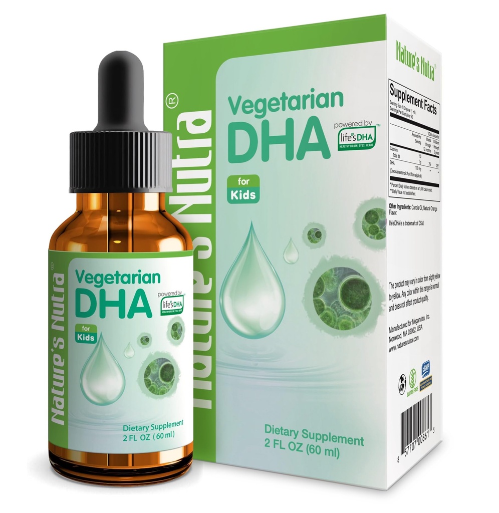 Nature's Nutra Vegetarian DHA,Premium Liquid DHA for Baby, 婴幼儿及儿童,非GMO, DHA 100 mg, 纯植物源, 2 Fl Oz (60 ml)