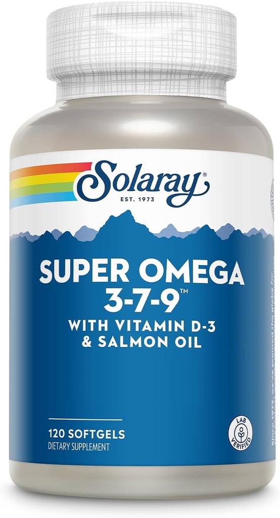 SOLARAY Super Omega 3 7 9 支持健康皮肤,更多环保局,DHA,鱼油迷你软胶的基本脂肪酸,120厘米