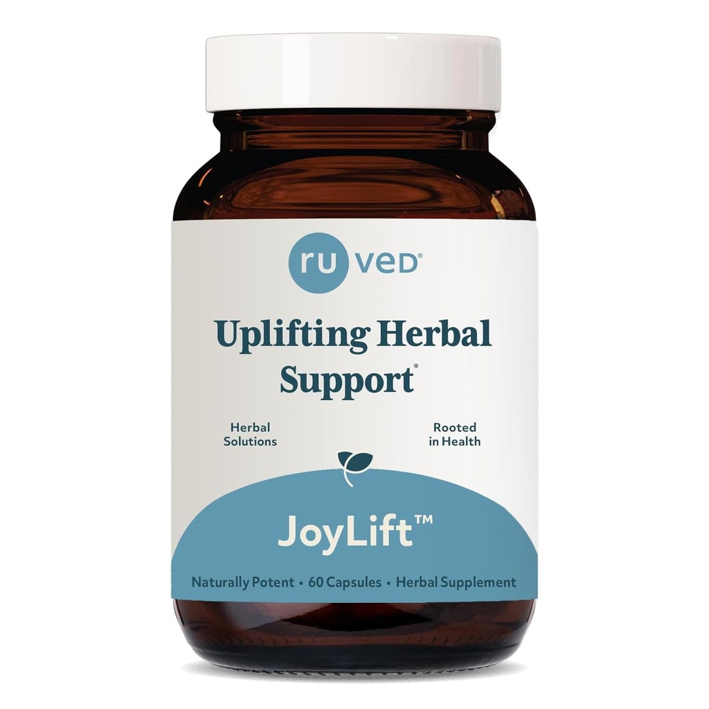 Ruved JoyLift - Saffron 和 Ashwagandha 补充品, 提高妇女和男子的地位, 对成年人的草药支持 -- 60 植物学家 Capsules (1个计数)