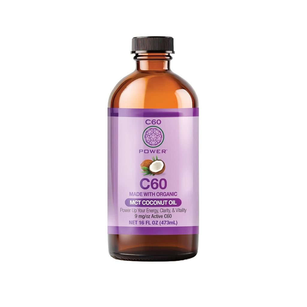 C60 紫电有机MCT椰油,有机冷前椰油,99.99%纯C60 碳富勒内斯(16 oz)