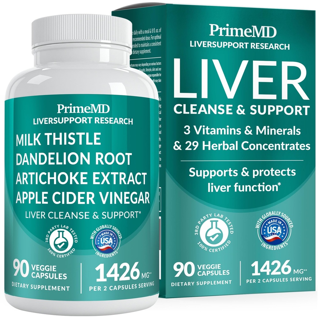 32-in-1 肝脏支持牛奶硝酸盐补充剂 – Liver Detox with Silymarin, Artichoke extract & Beetroot Powder – Liver Cleanse综合健康公式 – 1426mg(90个计数) (Pack of 1)