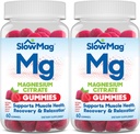 慢Mag Mag 镁 Citrate Gummys, 60 计数, 支持肌肉健康, 自然莓火焰, 恢复和放松包 2