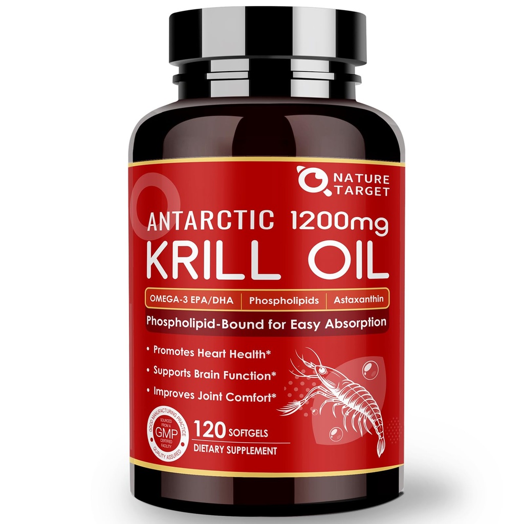 NATURE TARGET KRIL Oil 1200mg 与Omega-3 EPA & DHA 与 Astraganthin, Phospolipids & Choline —— 支持心,脑,加入健康,N-GMO,Gluten Free, 120 Softgels (60 services) 合作 互联网档案馆的存檔,存档日期2011-12-20.