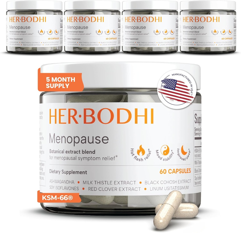 女性的激素平衡、雌激素Soy Isoflavones Menopause 女性补充、Ashwagandha、黑色Cohosh 热闪光 月经救济、夜汗救济300卡