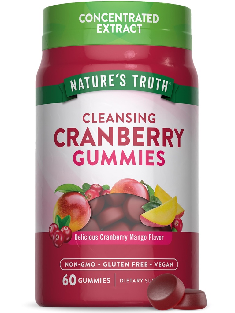 大自然的真相 Cranberry Gummys QQ60 伯爵 Vegan, Non-GMO & Gluten Free Supplement QQ Cranberry Mango Flavor