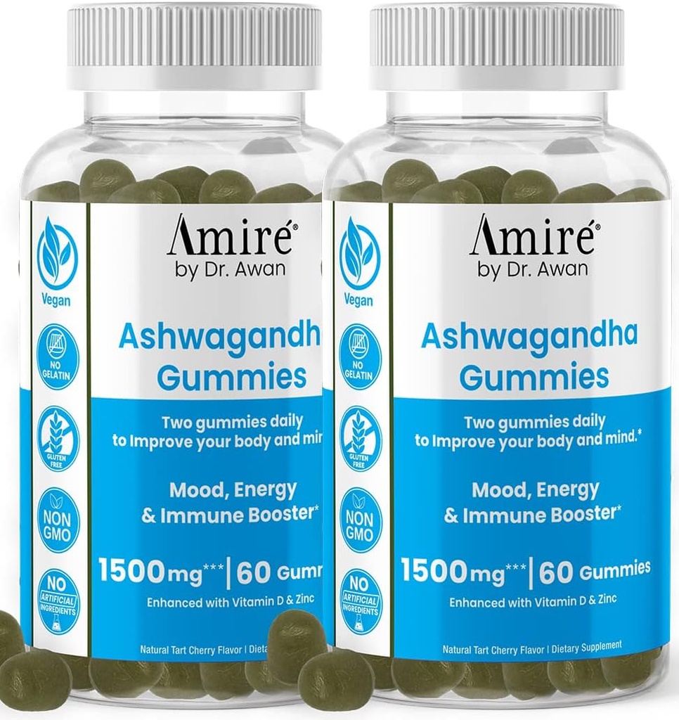 Awan Ashwagandha Gummys博士的埃米尔,Mood,能源,和Immune Boster,120厘米60天供应