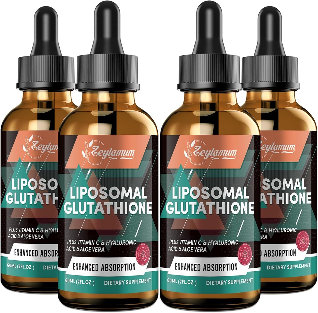 2000MG Liposomal Glutathione液滴、超高吸附、天然解毒、免疫系统和皮肤苏普罗特*、L-Glutathione、维生素C和Hyaluronic酸、Capsules替代品、8.08 OZ
