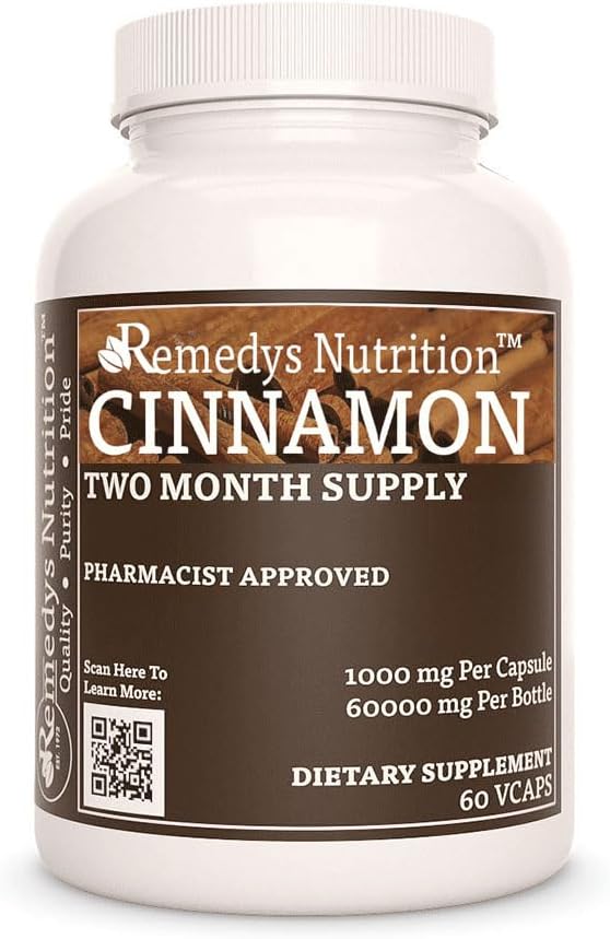 补救措施 肉桂酒 锡兰 1,000 mg, 60 Vegan Capsules 草药膳食补充 → 两个月供应