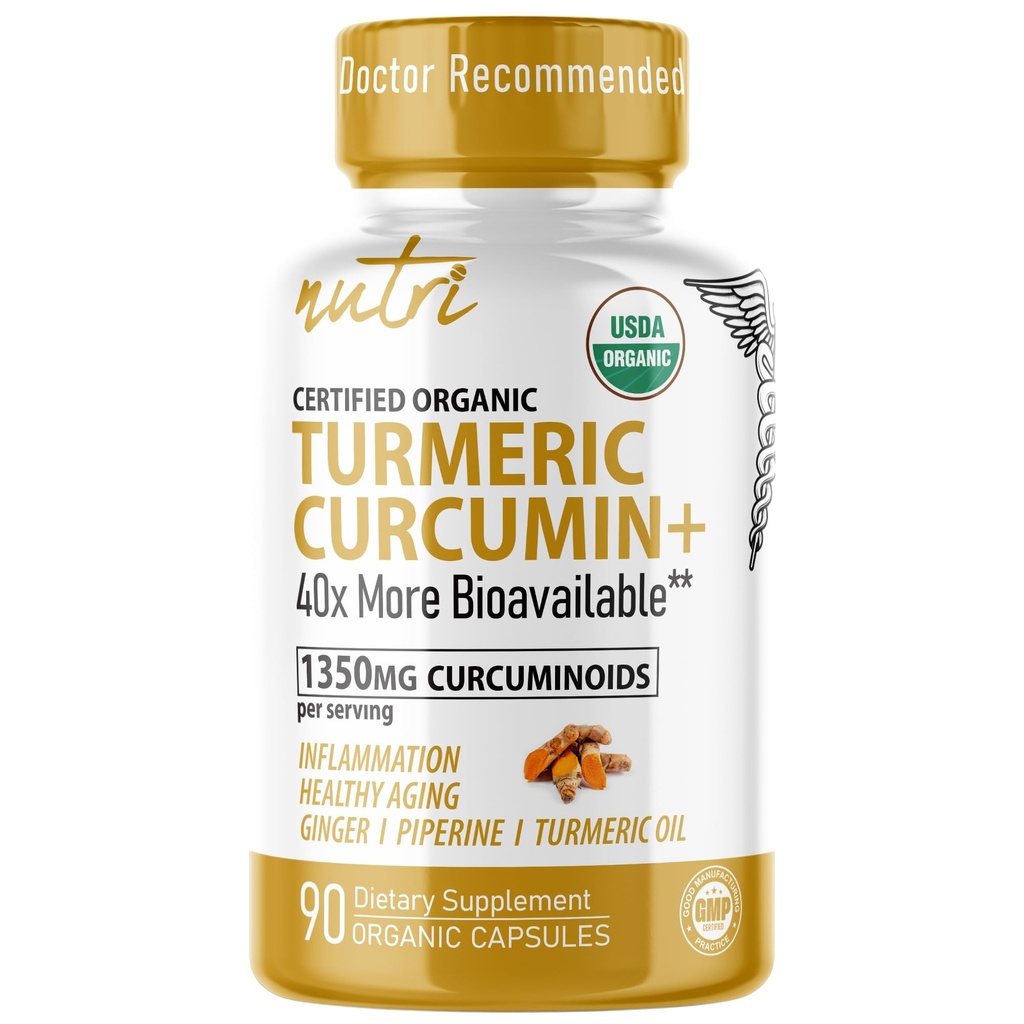 自然聚变 营养有机图尔克补充剂 1425mg - 40x 更多生物可获性 - 95% Crucuminoids - Turmeric Curcumin with Black Pepper, Ginger & Turmeric Oil - 补充剂