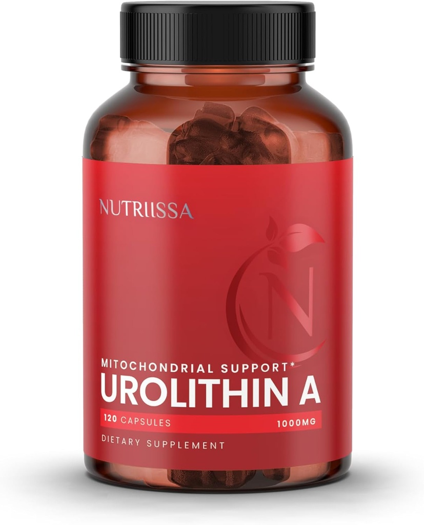 Nutriissa Urolithin A 1000mg - 高级细胞复活,肌肉强度 - ETEB 纯度和概率认证 - Vegan, 120 Capsules