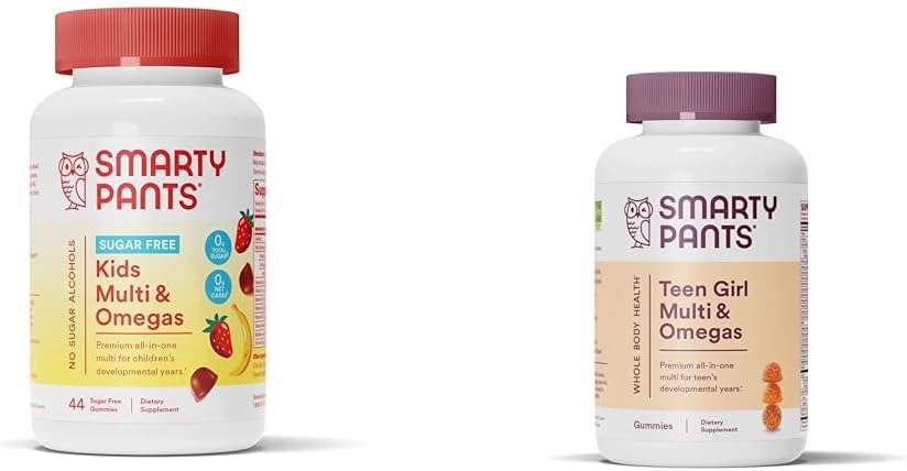 SmartyPants Kids 多维塔明古米,无糖:Omega 3(ALA)和少女 多维塔明古米:Omega 3鱼油(EPA/DHA)
