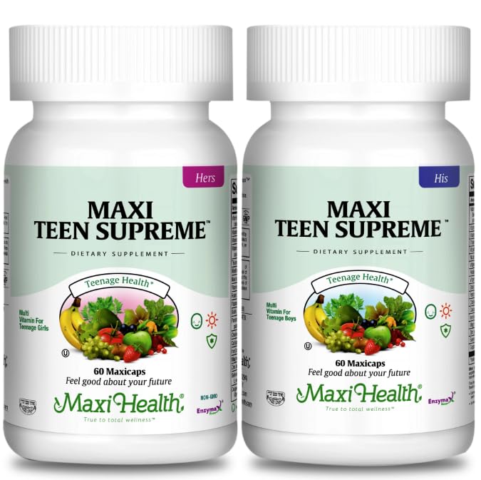 女孩和男孩多维塔明包与D3,铁,钙,比奥丁,消化酶 – 能源的多维塔明,Immune和Mood支持 – 60个每个计数