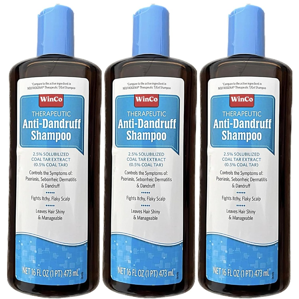 3 Pack 治疗性煤 Tar Gel Shampoo Anti Dandruff - Psoriasis, Seborrheic 皮肤炎,每瓶16 oz - 大尺寸 - T Gel