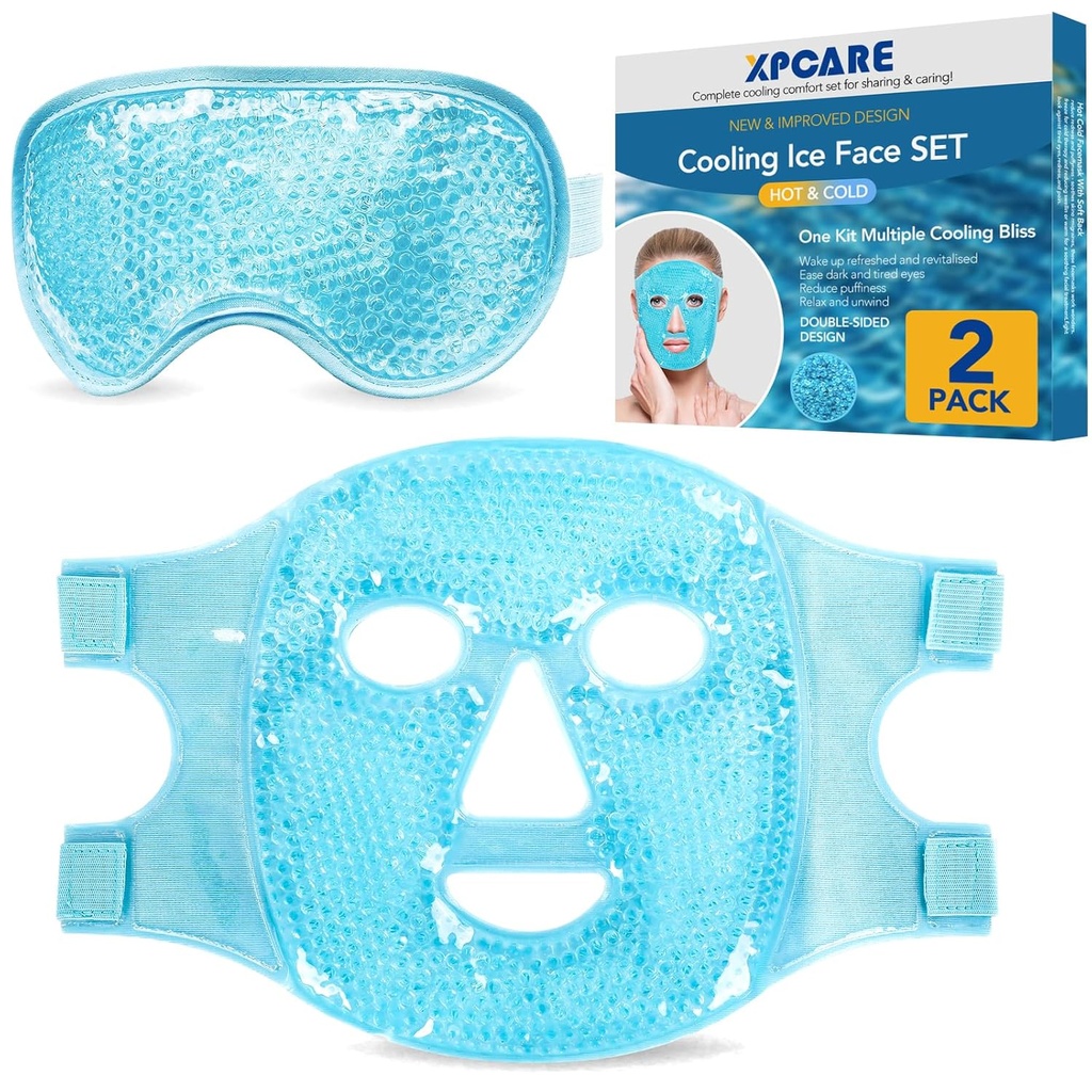 XPCARE 冷冻冰面面具和冷冻眼罩用于Puffy Eyes & Migraine Relief, Gel Eye Mask, 冷冻面罩用于黑暗圈,眼外科,睡眠,压力,头痛,皮肤护理