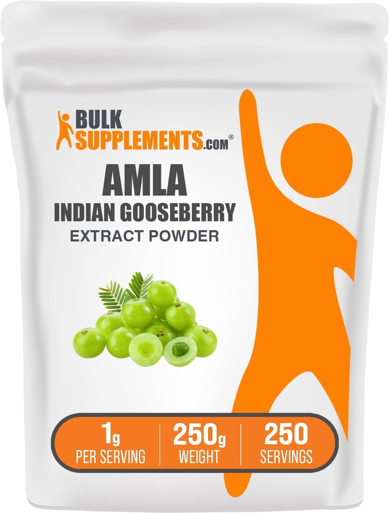 Bulk Assupports.com Amla 提取粉末 - 印度鹅莓提取,Amla 粉末 - Gluten Free, 每架服役1克, 250克(8.8 oz)(一包)