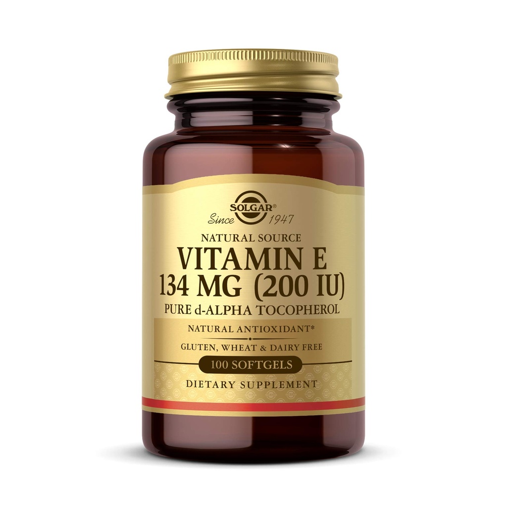 Solgar维生素E 200 IU Alpha,100 Softgels - 抗氧化剂,健康老化,健康皮肤,免疫系统支持 - 天然来源维生素E - 葡萄糖免费,乳制品免费 - 100 services
