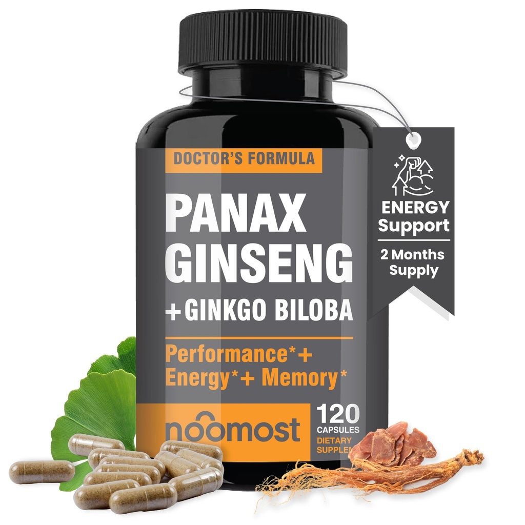 (原始内容存档于2018-10-03). Noo Most Red Panax Ginseng + Ginkgo Biloba, 120 Vegan Capsules, Ginseng 根提取粉 1000 mg (10% Ginsenosides) + Gingko Biloba 60 mg, 男女能量和焦点药