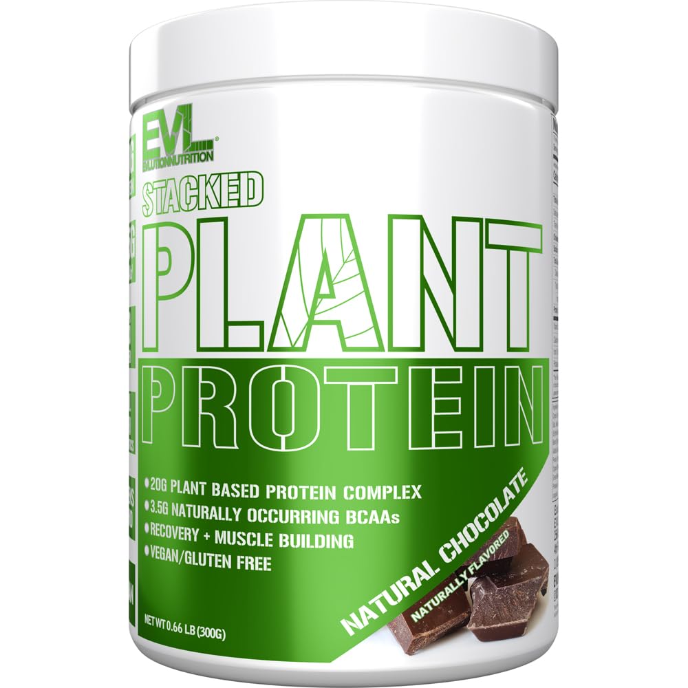 Evlution 营养 堆积 植物蛋白粉, Vegan, 非 GMO, 无胶原体, Probiotics, BCAAs, Fiber, 植物蛋白复合物, 300G(天然巧克力)