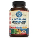 与Glucosamine Chondroitin MSM Turmeric Boswelia的高级联合支持补编. 支持炎症反应,对膝盖手背和关节的不适救济. NSF认证,美国制造。