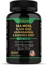Sea Moss, Ashwagandha, 黑种子石油补充品, 维生素C和D3 配有Turmeric, Bladderwrack & Burdock Root, 天然草药支持男女 60 Capsules, 饮食补充品, 第1包