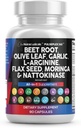 清洁营养素 甜菜根 Capsules 橄榄叶 Nattokinase 大蒜提取 L-Arginine Omega 3 红 Yeast Rice Hibiscus Danshen - 健康支持补充 - 90 Ct