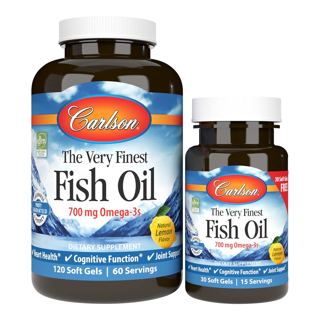 Carlson - The Very Fineest Fish Oil,700 mg Omega-3s,挪威语,可持续来源,柠檬,150 Counter