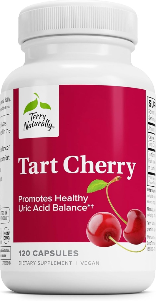 Terry Natural Tart Cherry - 支持健康铀酸平衡和联合健康的抗氧化剂补充剂 - 营养补充剂 - 锻炼后援助恢复的饮食补充剂 - 120 Capsules