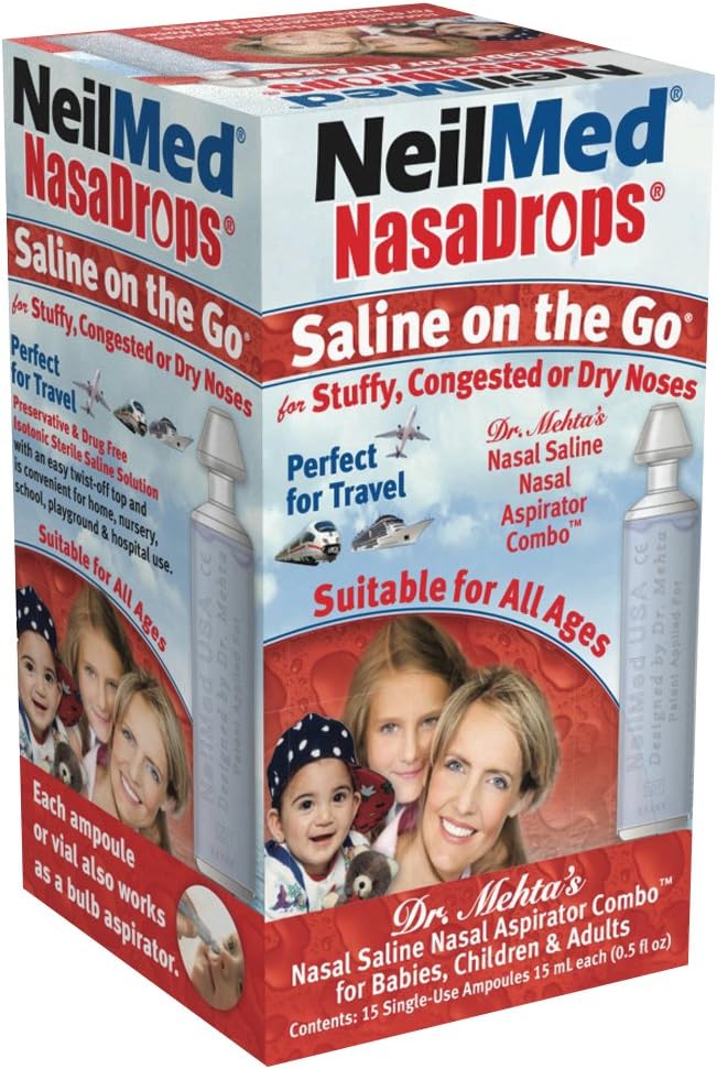 Neil Med NASA Drops Saline Vials, 15 单用途安眠药, 0.5 Fl Oz