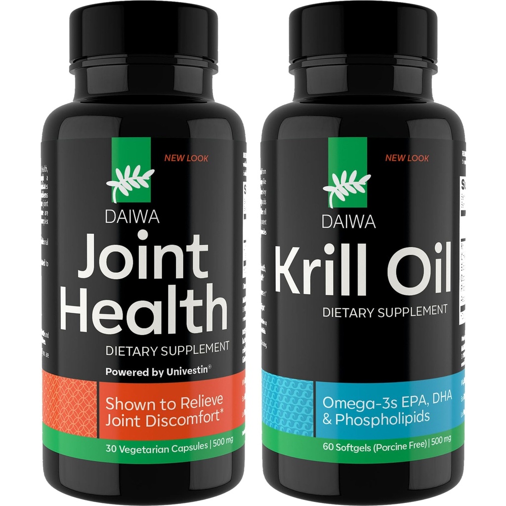 Daiwa Joint 和 Krill 石油补充包 - Omega 3 Krill 石油盖与草药混合,2-in-1公式