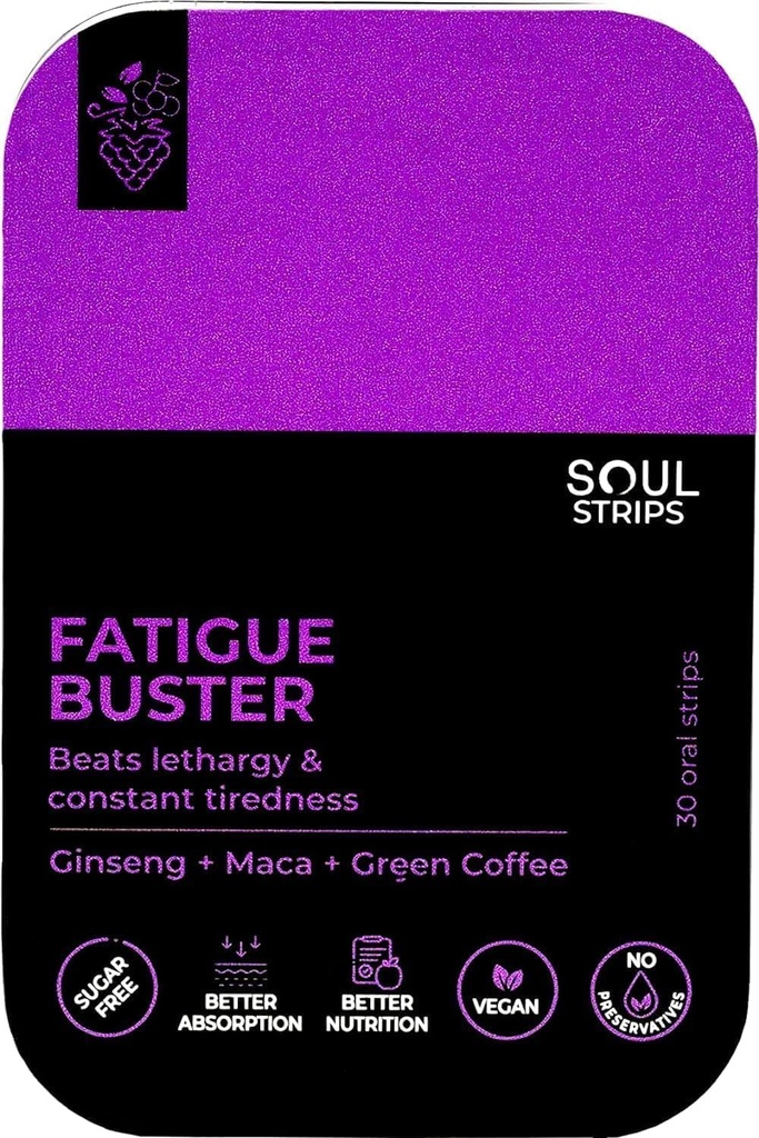 Fatigue Buster - Ginseng, Maca, Green Coffee, Energy Booster, 减少精神和身体上的Fatigue, 快速Absorb, 混合Berries Flavor, 旅行友好, 30个快速解析的条包