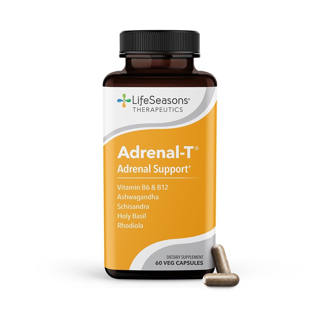 LifeSeasons Adrenal-T - Adrenal Fatigue 支持补编 - 帮助下科蒂索尔 - 避免燃烧 - 艾滋病压力管理 - 增强 - 与 Ashwagandha Adaptogens - 60 Capsules