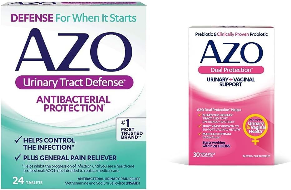 AZO Urinary Tract Defence Antibacterial Probiorial Protection, 帮助控制一个UTI直到你能看到一个医生 24 计数 + 双重保护, Urinary + 阴道支持 *, Prebiotic Plus Probiotic, 30 Count