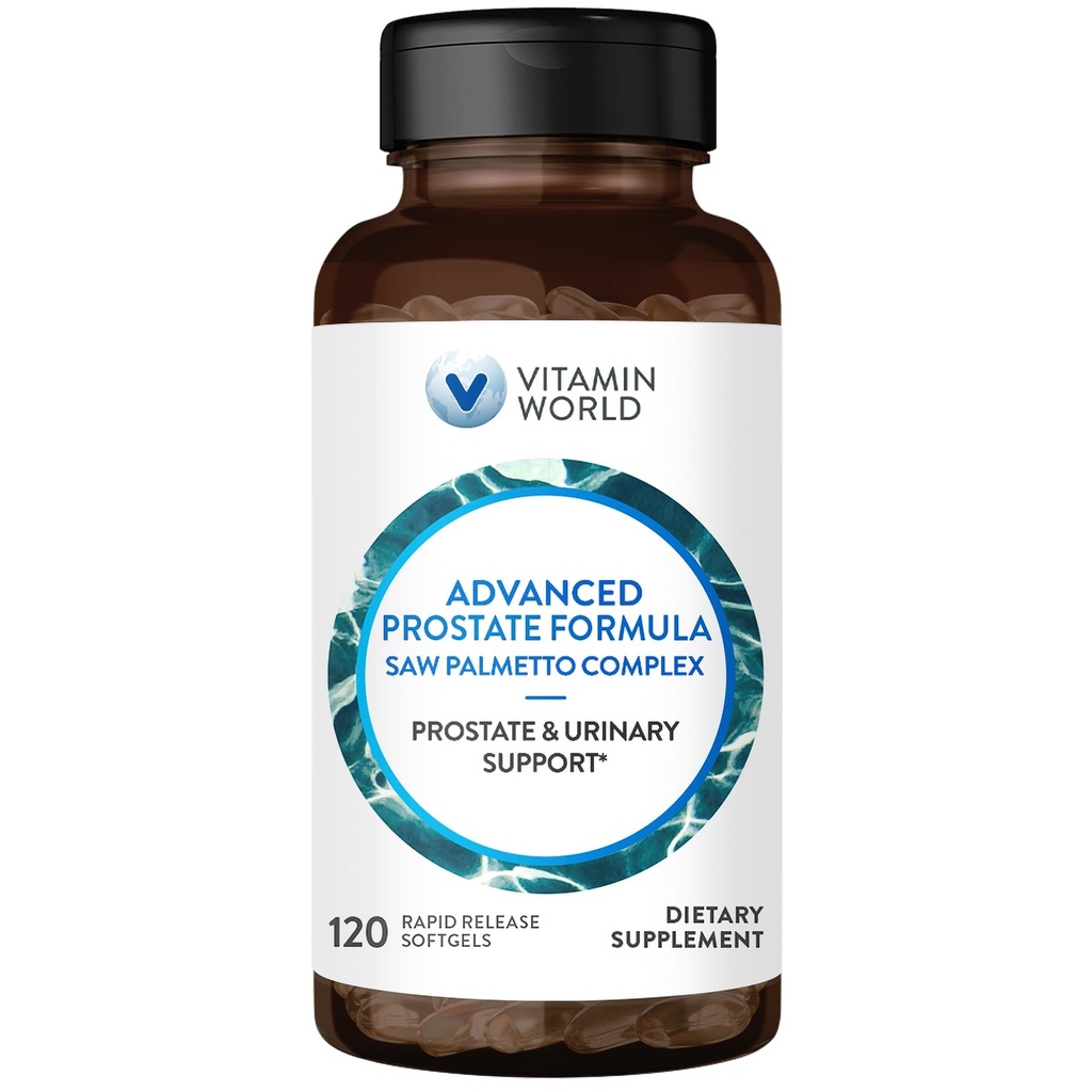 维他命世界高级前列腺公式 Saw Palmetto Complex 120 Softgels, 支持前列腺健康, 尿道健康, 快速释放, Gluten Free