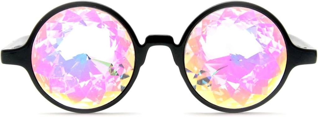 GloFX 黑色卡莱多镜镜 塑胶框架 Diffraction Glass 带有玻璃晶体镜镜镜 3D 棱镜彩虹效应 → Great EDM, Concert, and Rave Abelory