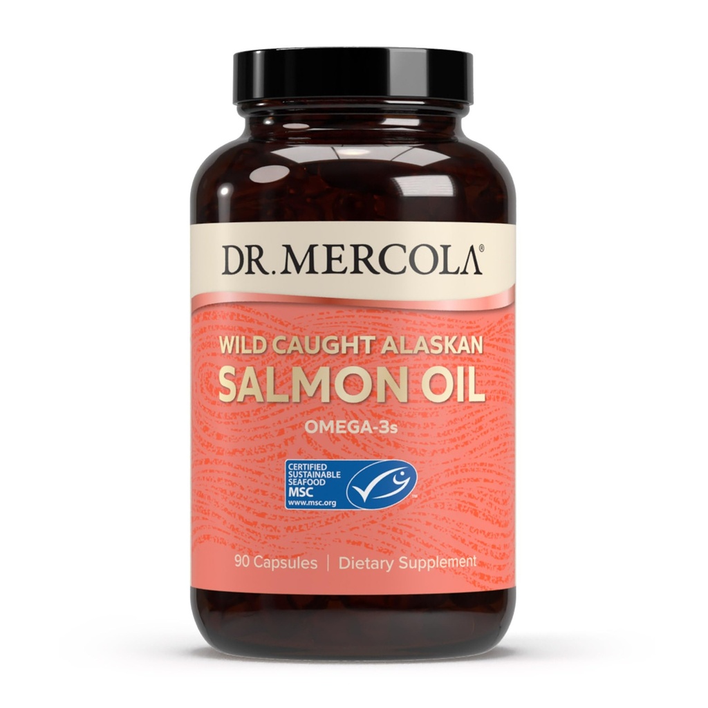 Mercola Wild Caught Alaskan Salmon Oil博士,30名服务员(90名Capsules),Omega-3s,饮食补充,支持健康脑和认知功能,非GMO,MSC认证