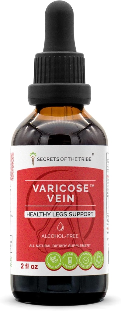 秘密部落Varicose Vein无酒精,Glycerite Butcher's Broom,马栗,Bilberry,Cayenne,Gotu Kola,葡萄。 叮当,草药提取 健康腿支持 2 OZ