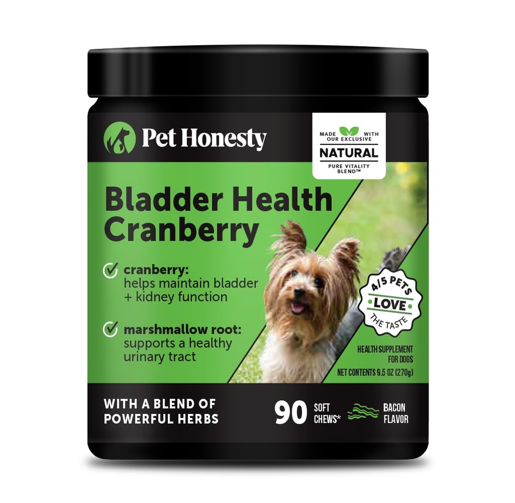 Cranberry Bladder Health for Dogs – 包含活动成份- Cranberry & D-Mannose 帮助支持狗尿道切除健康,狗Bladder 支持,以及肾支持狗(Bacon)