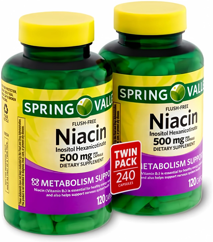 春季谷-Flush Free Niacin(B-3)500毫克,240卡普尔(2瓶120)