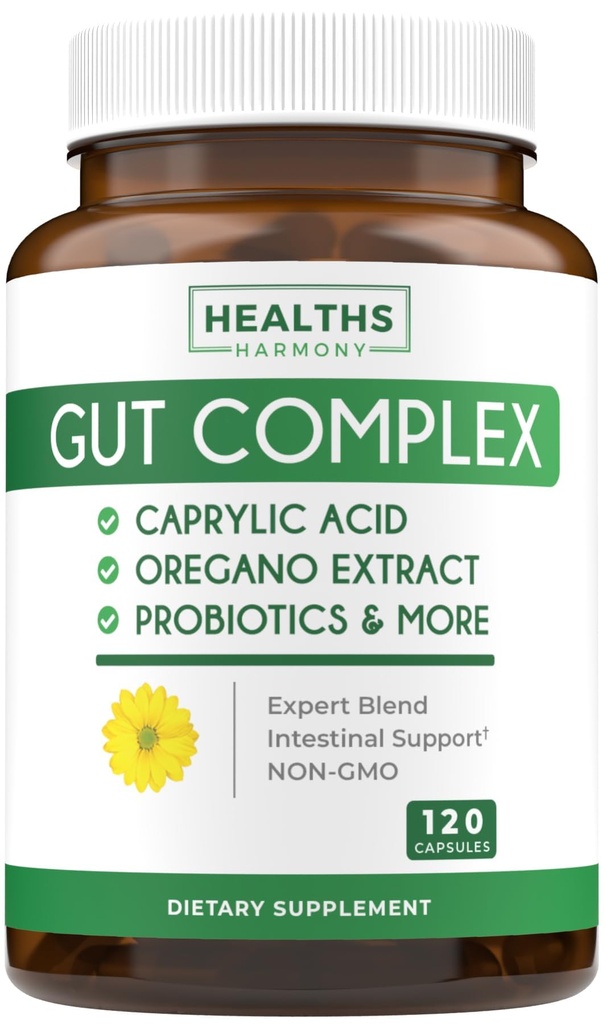 坎迪达支持(120 Capsules) - Caprylic Acid, Oregano Oil & Probiologics 帮助维持Yeast和坎迪达已经正常的水平 - Vegetarian,非GMO 肠道补充 - Gut Cleanse(无药丸)