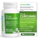 NatureCity True-Curcumin Turmeric Supplement + NO-GMO Tummeric 和 Curcumin 500 mg Curcuma Capsules 维生素补充 高达 700% 吸收增加(30天供应) + 支持联合