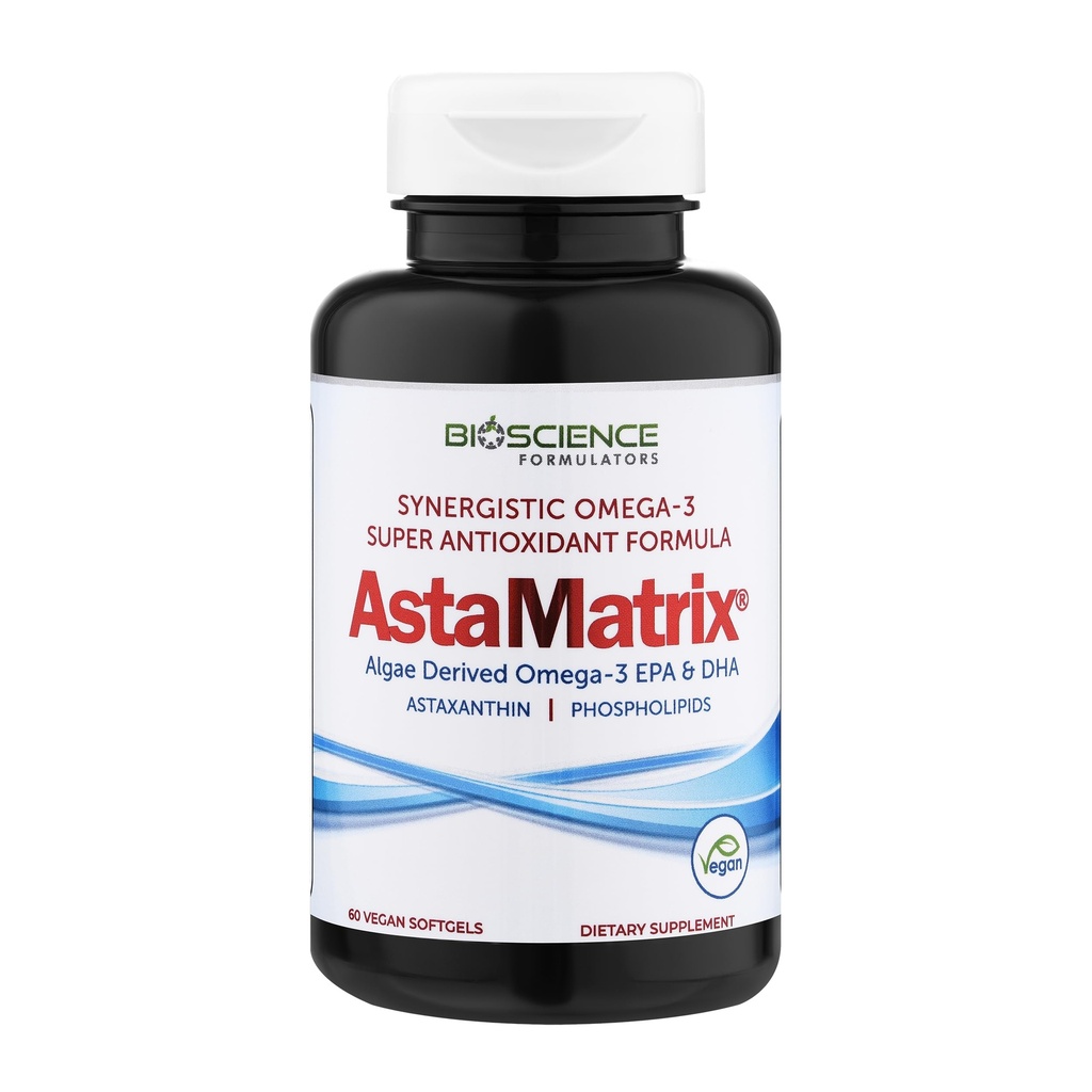 AstaMatrix Algal Omega 3 DHA EPA Astaxanthin Phospolipids | Vegan-友好的磷酸油或鱼油替代品 | 60 Vegan软胶