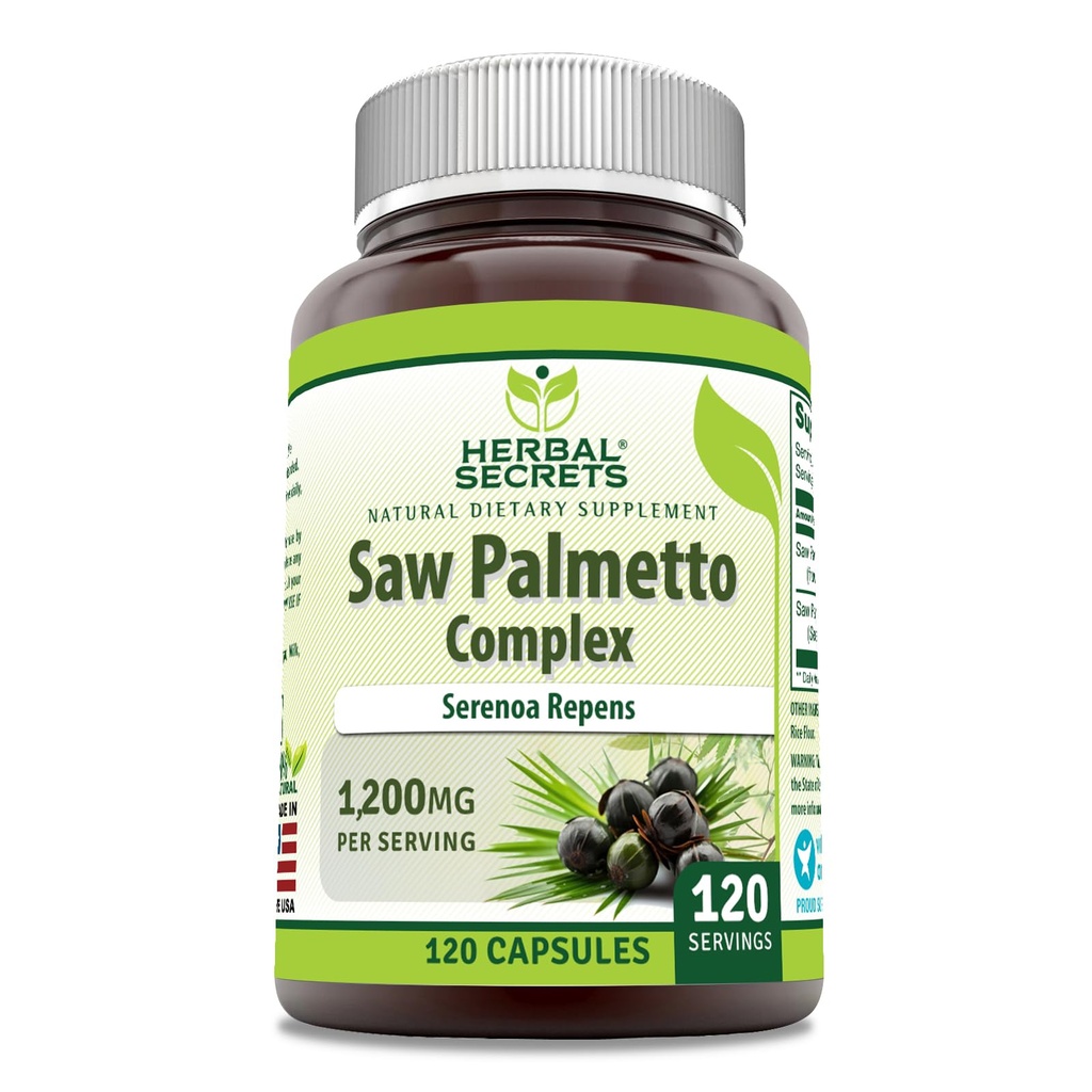草药秘诀 Saw Palmetto Complex Supplements 1200 Mg 120 Capsules = Non-GMO = Gluten Free = 在美国制造