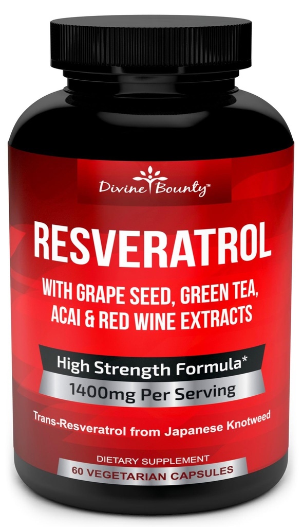 Resveratrol 补编 - 1400mg 外加葡萄种子提取法,绿色茶叶提取法,红酒提取法 - 60 Veggie Capsules