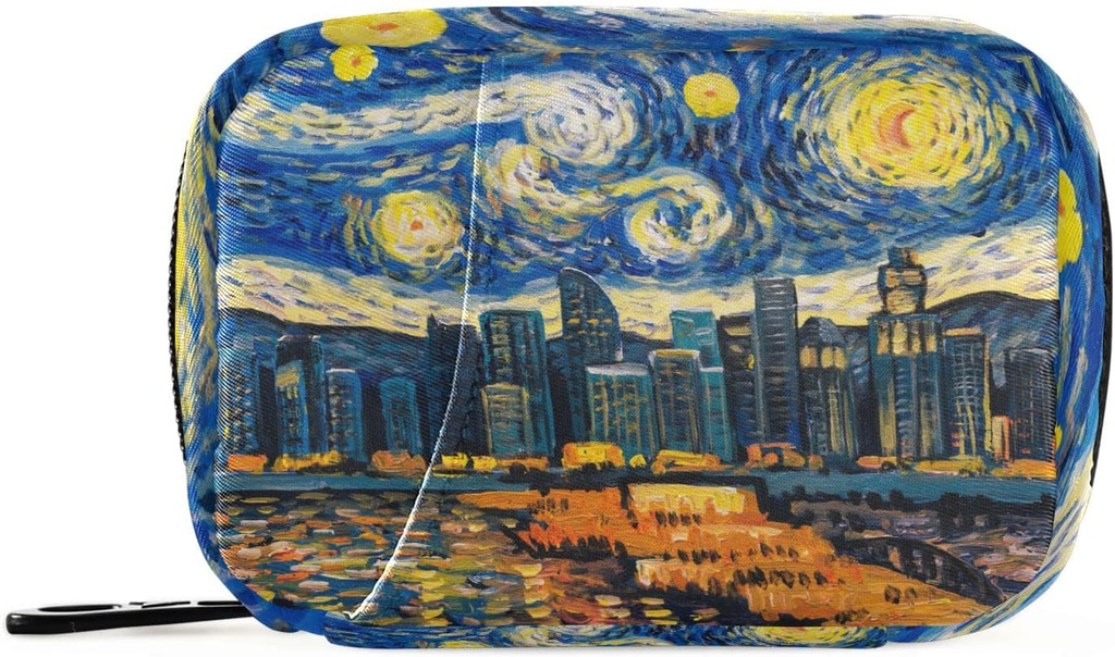 药盒 7日星里夜空城药盒 包包 旅行药盒组织者 包包 配有Zipper Portable Weekly Case Contract 大小 维生素补充剂持有者