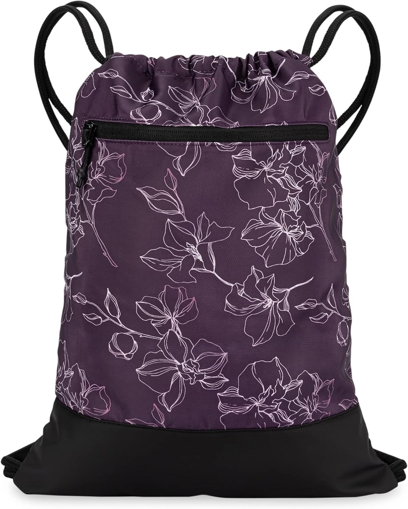 女性画弦 Gym Bag 持久轻量级 Gym Cinch 背包 图形设计 QQ 健身和体育 QQ Plum - 花