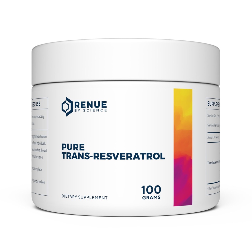 Renue by Science Resveratrol QQ 高强度Resveratrol 补充 $100g Trans Resveratrol Powder ~ Reservatrol 200 日供应 → 非GMO & Allergen 自由 → 制造于美国第三方测试