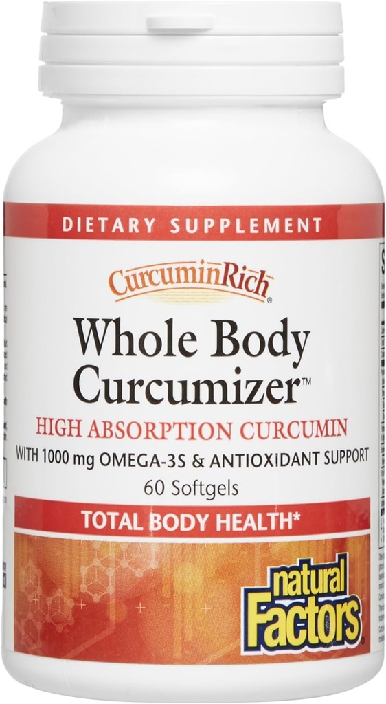 CurcuminRich 由自然因素进行全身凝固剂,支持健康心脏,关节,脑和炎症反应,与Omega-3 EPA和DHA,60种软胶(30种)